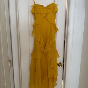 ASOS Yellow Asymmetrical Ruffled Maxi Dress